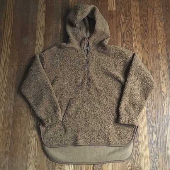 Old Navy brown tan Sherpa teddy hoodie S fuzzy - Picture 2 of 4